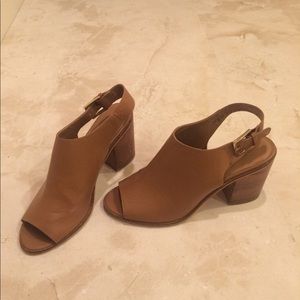 ASOS tan peep toe heels
